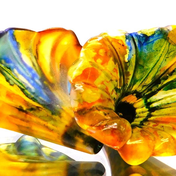 NEW- Variety Packs- Assorted Colors: X-Large Ruffled Lily Lucite Flower Beads. x4 pairs (8 pcs)