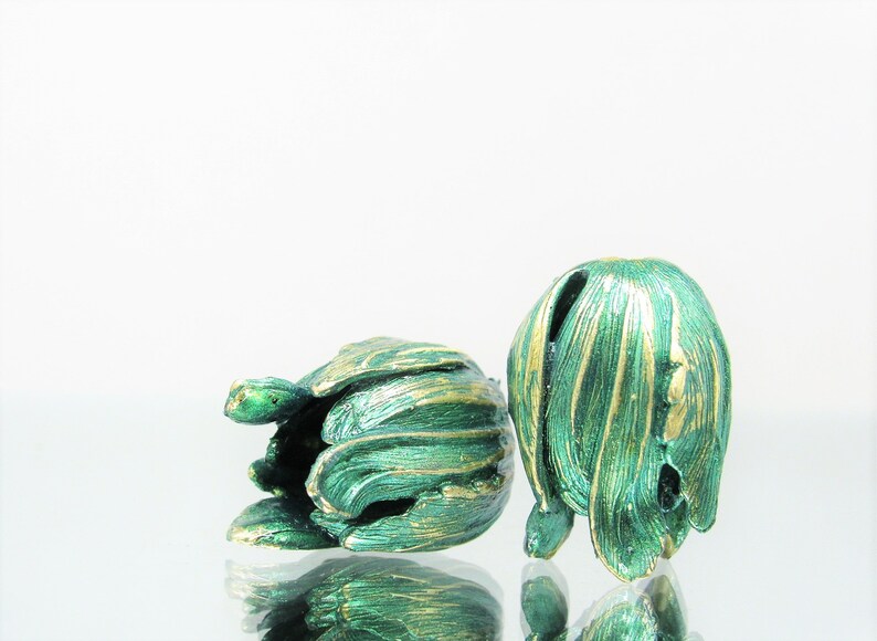 2 pc 2 pcs Summer Green Brass BeadsBead Caps
