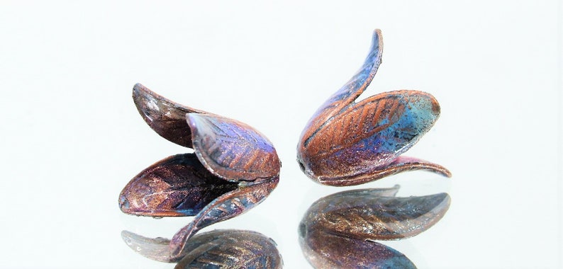Artisan Patina 4-Petal Brass Magnolia Flower Bead Caps