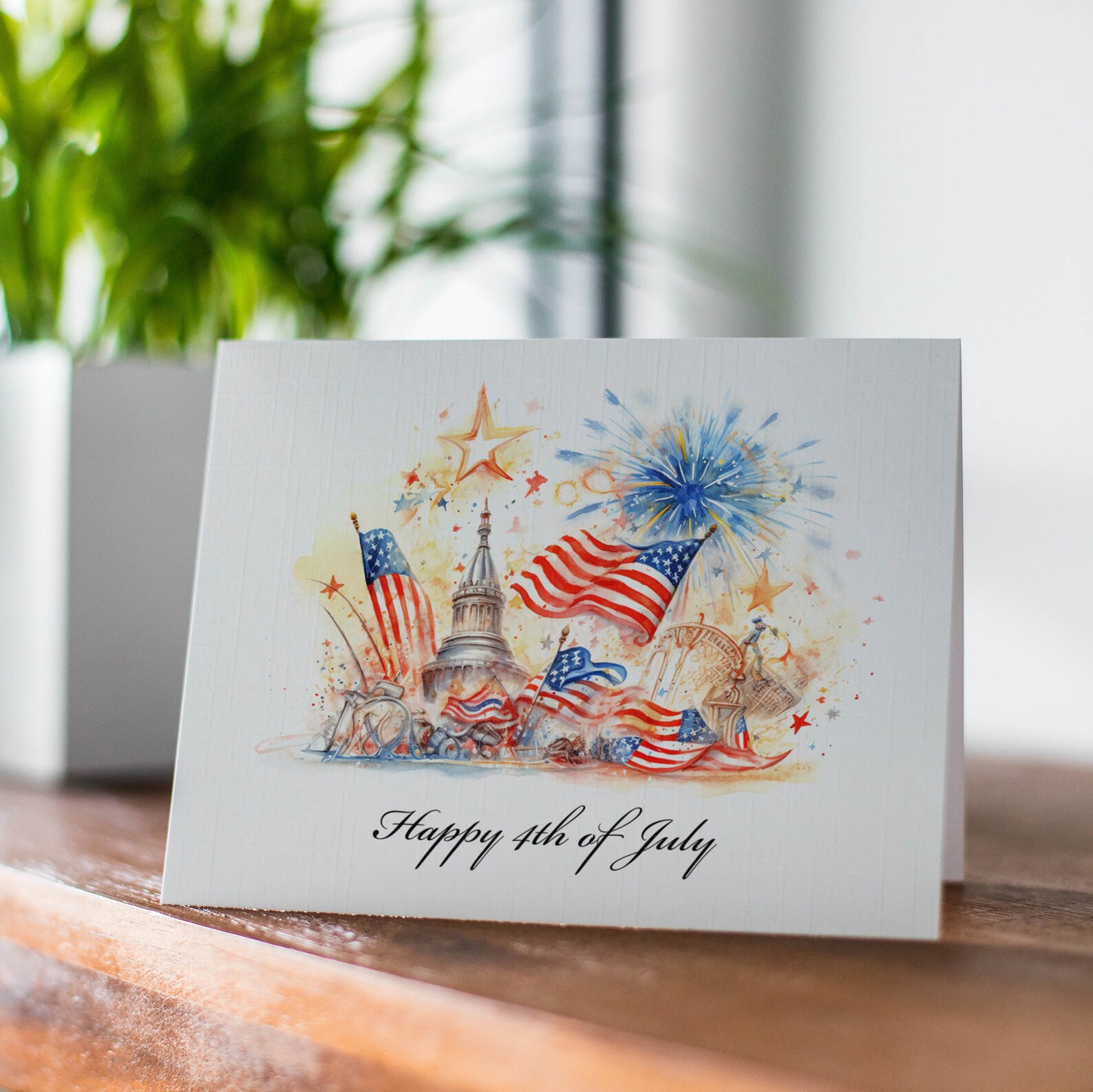Happy 4th of July Card With Watercolor Patriotic Balloons - Etsy