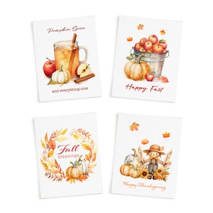 Watercolor Thanksgiving Cards: Autumn Greetings, Fall Blessings Set