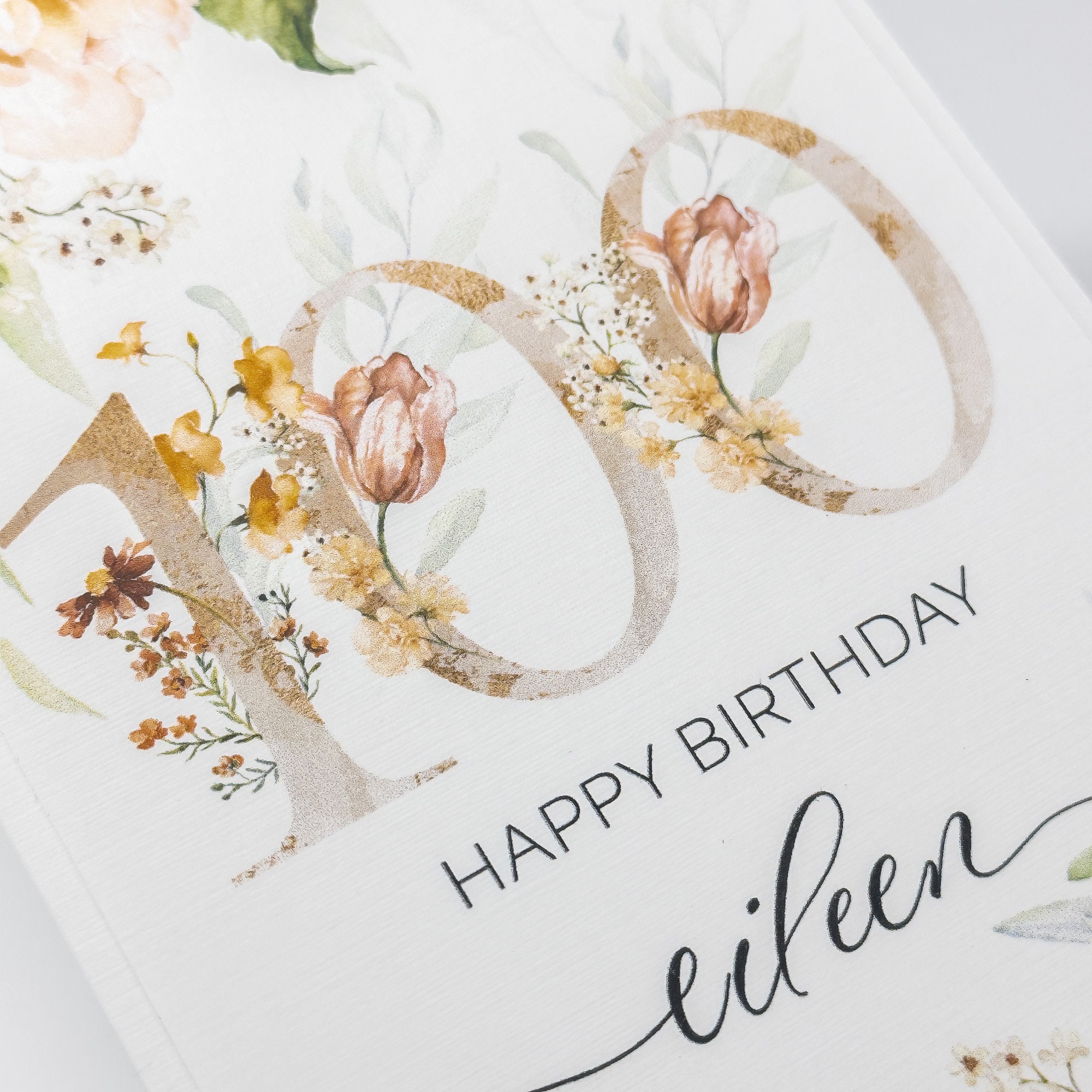 Handmade 100th Birthday Card: Personalized Floral Keepsake - Etsy
