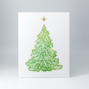 Handmade Letterpress Christmas Cards: 3D Sparkling Tree, Boxed Set