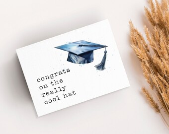 Funny Graduation Card: Watercolor Cap, High School/College Grad