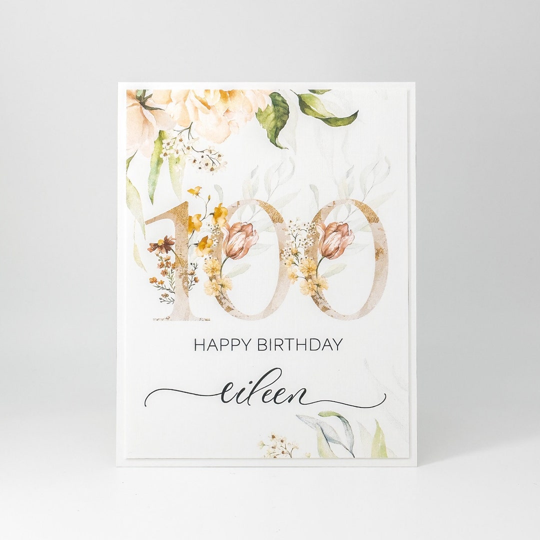 Handmade 100th Birthday Card: Personalized Floral Keepsake - Etsy