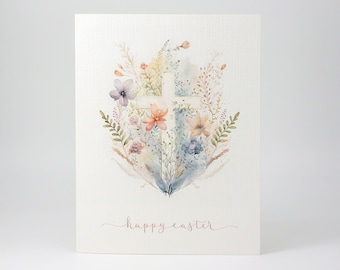 Religious Easter Cards, Easter Cross Card, Watercolor Easter, Christian Easter, Happy Easter Card, Easter Card Set, Easter Greeting Card