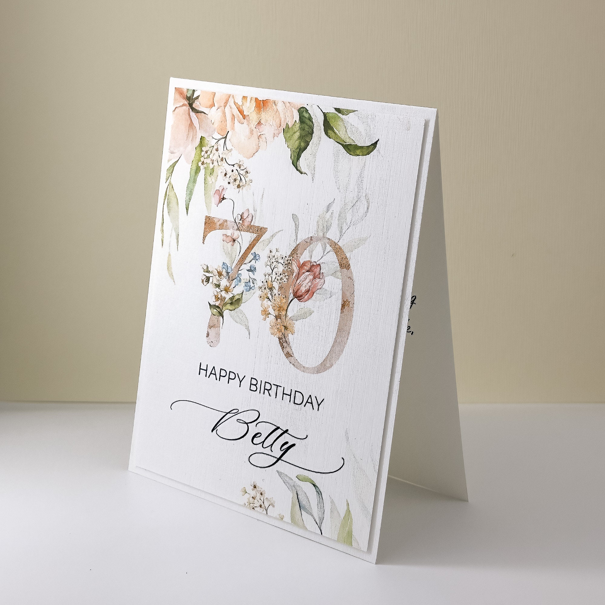 Unique Personalised 70th Birthday Age Card, Handmade Luxury Greeting ...