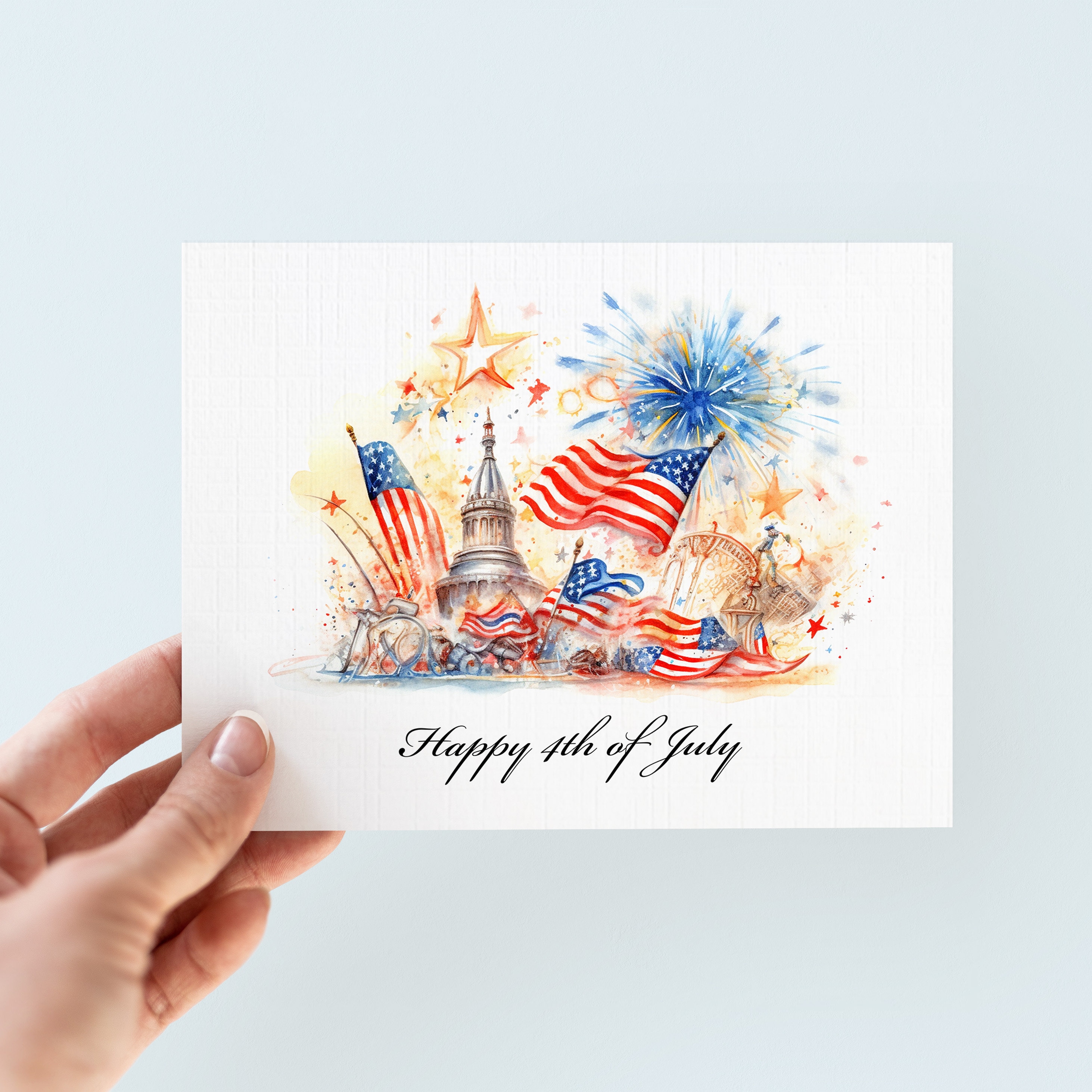 Happy 4th of July Card With Watercolor Patriotic Balloons - Etsy