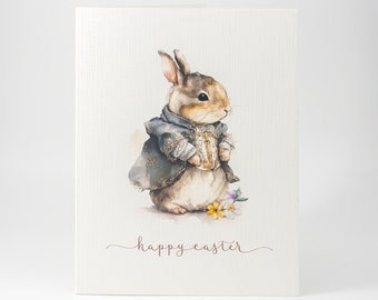 Watercolor Easter Bunny Greeting Card, Happy Easter Card With Rabbit, Cute Easter Card, Easter Card Set, Easter Greeting Card