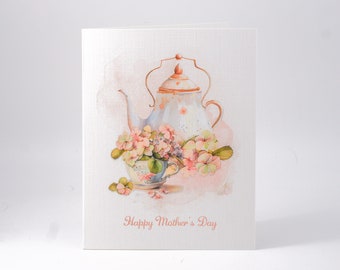 Happy Mothers Day Card Unique with Hydrangea Watercolor, Flower Bouquet Card, Grandma Mothers Day Card, Mothers Day From Son