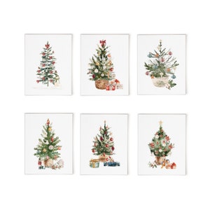 Christmas Cards Boxed set, Christmas Tree Card Set, Holiday Card Set, Christmas Cards, Water color Christmas Cards, Office Christmas Cards