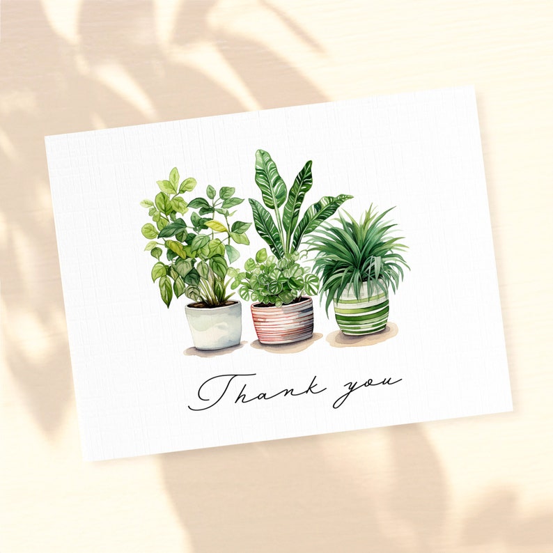 Watercolor Plant Thank You Cards: Botanical Note Card Pack - Etsy Canada