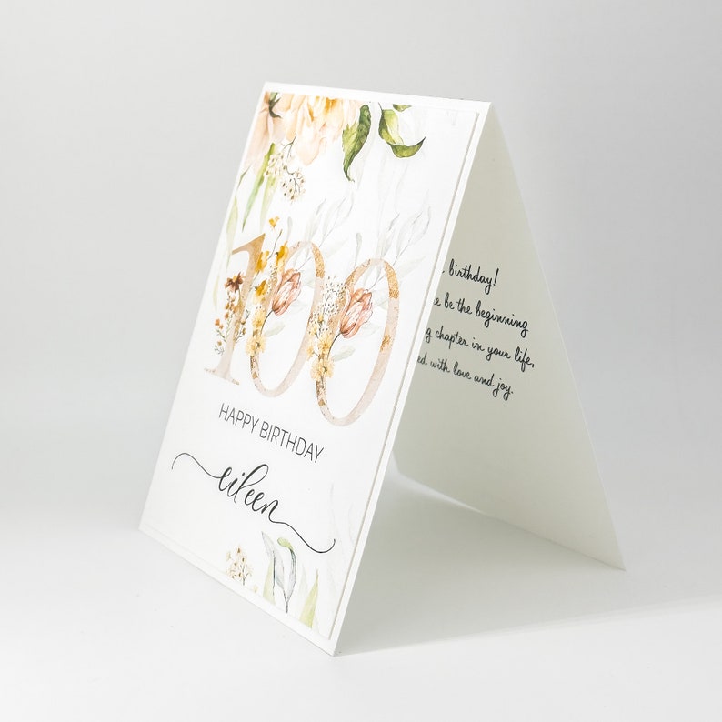 Handmade 100th Birthday Card: Personalized Floral Keepsake - Etsy