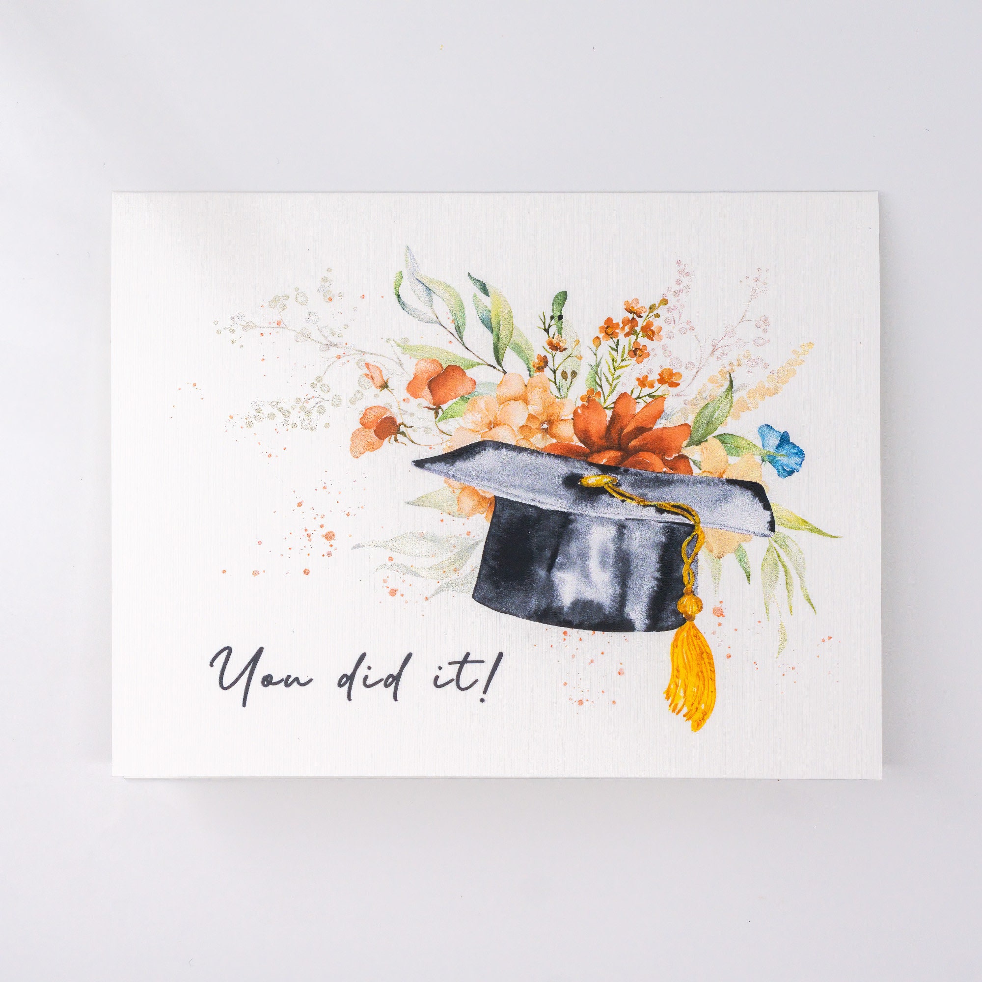 Floral Graduation Card: Watercolor Cap Design, Congrats Grad - Etsy Finland