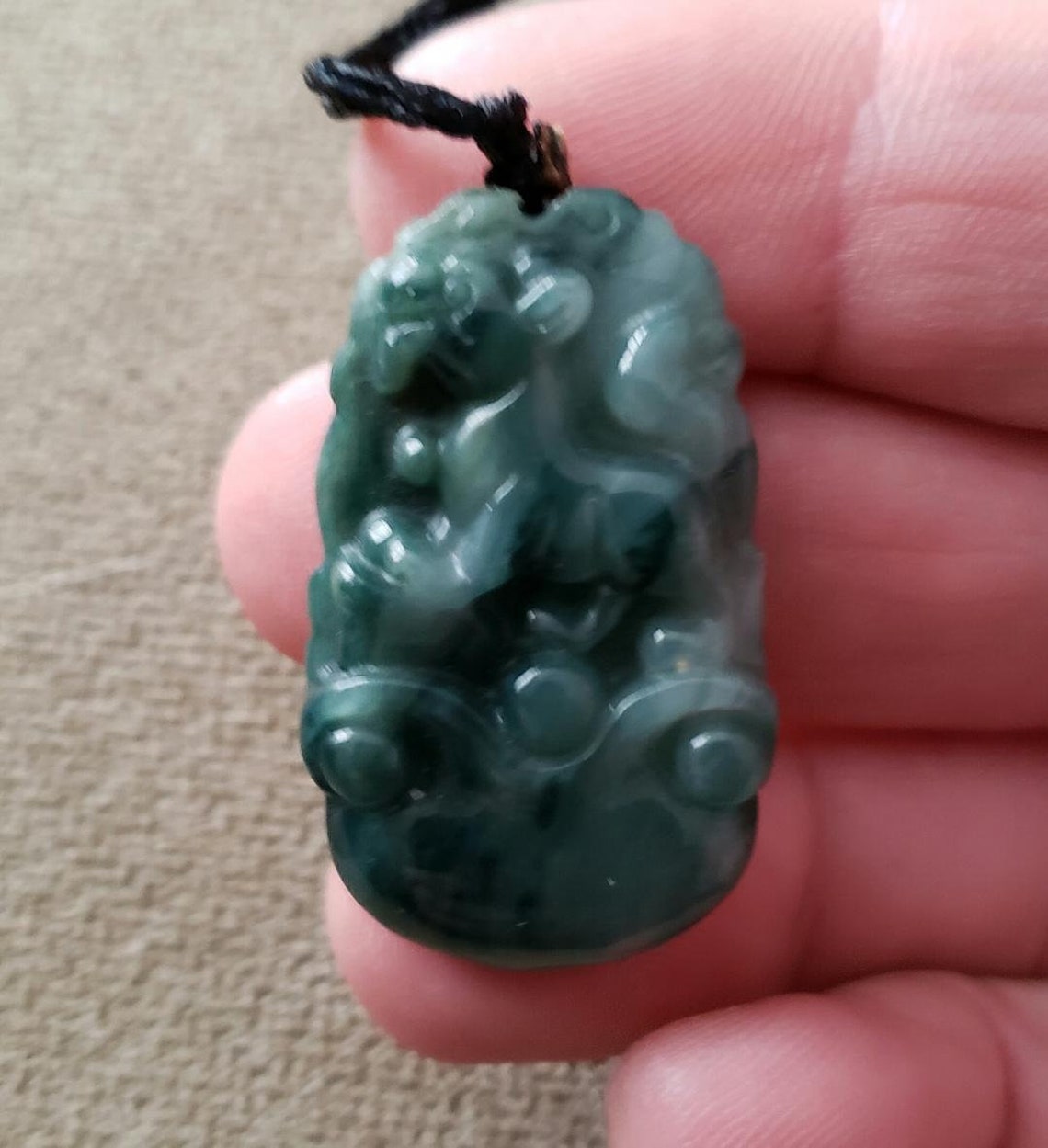 Certified Jadeite Dog Pendant Green Jade Hand Carved Charm | Etsy