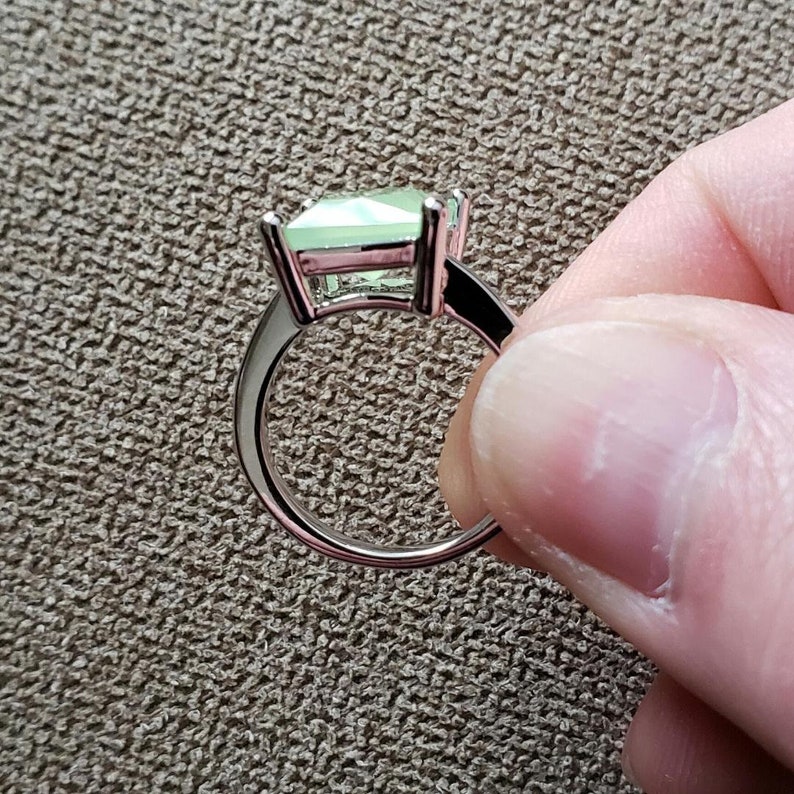 Gorgeous 5 Carat Lab Created Green Prehnite Princess Cut Statement Ring Silver Filled Ring Size 7 Promise Gem Gift Women Engagement