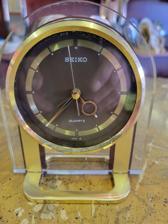 Vintage Seiko QP296B Brass and Acrylic Quartz Alarm Clock - Etsy