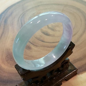 Certified Jadeite, Vintage Bangle Bracelet, Icy, Highly Translucent Lavender Green Jade, 58.8 mm, 100% Real Natural Untreated Grade A Jade image 8