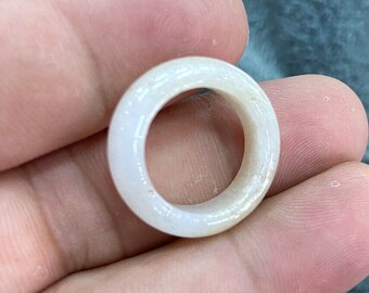 Certified Jadeite Solid Carved Ring Band, Icy White Jade, Ring Size 4.5, Women, All Natural Untreated Grade A Jade