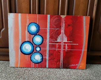 Unique Original Vintage Abstract Street Art Spray Painting on Board Signed by Artist Shawn Theron AKA SOGH, Modern Expressionism Artwork