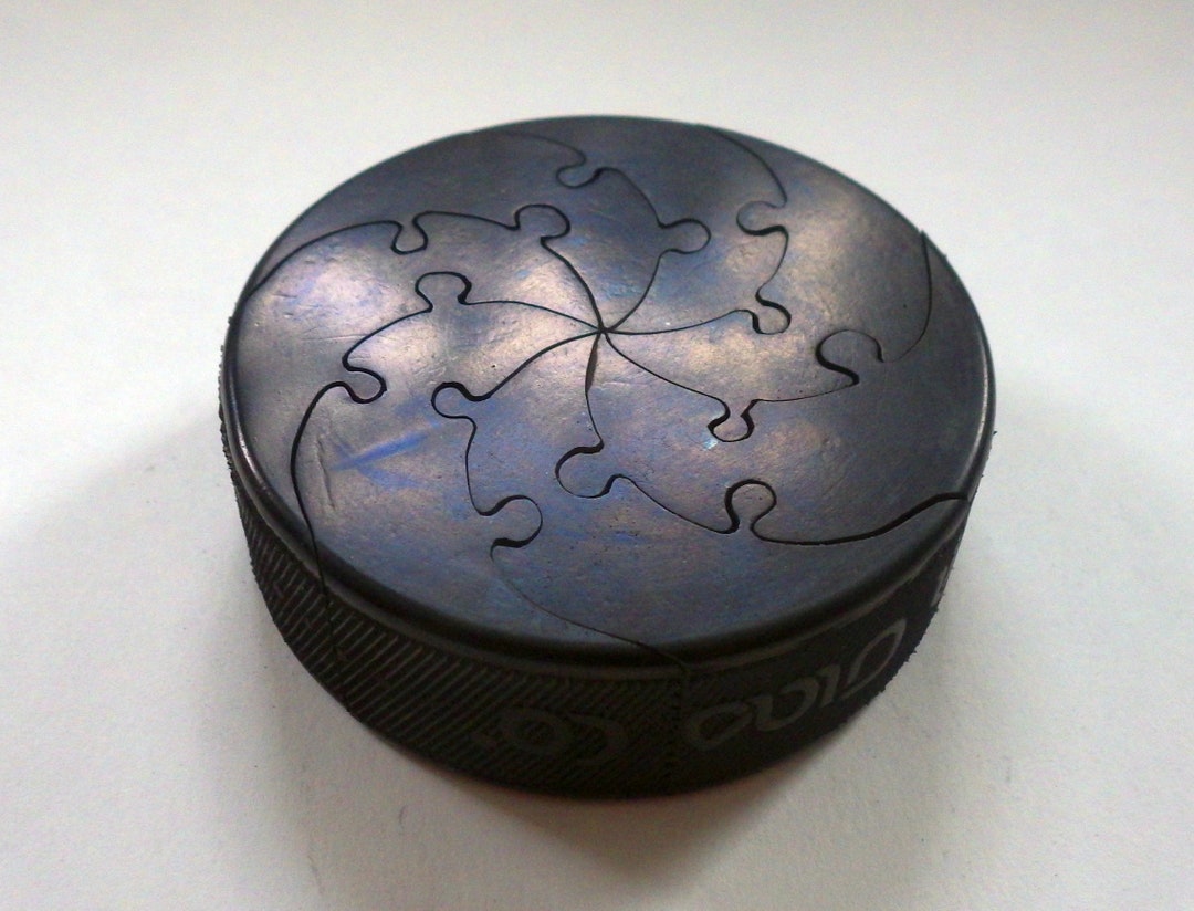 Hockey Puck Hand Cut Jigsaw Puzzle Etsy Canada