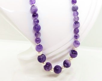 21.5 Gemstone Fire Agate Angelite and Pearl Necklace Pearl Handmade Necklace Fire Agate Artisan Crafted Blue Angelite