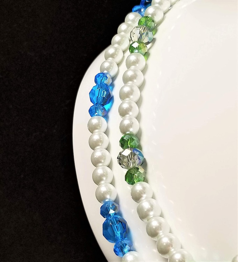 Sparkling Glass Pearl /& Faceted Glass Fashion Necklaces PAIR 22 23 Pearlized and Faceted Glass Handmade Fashion Necklace Pair