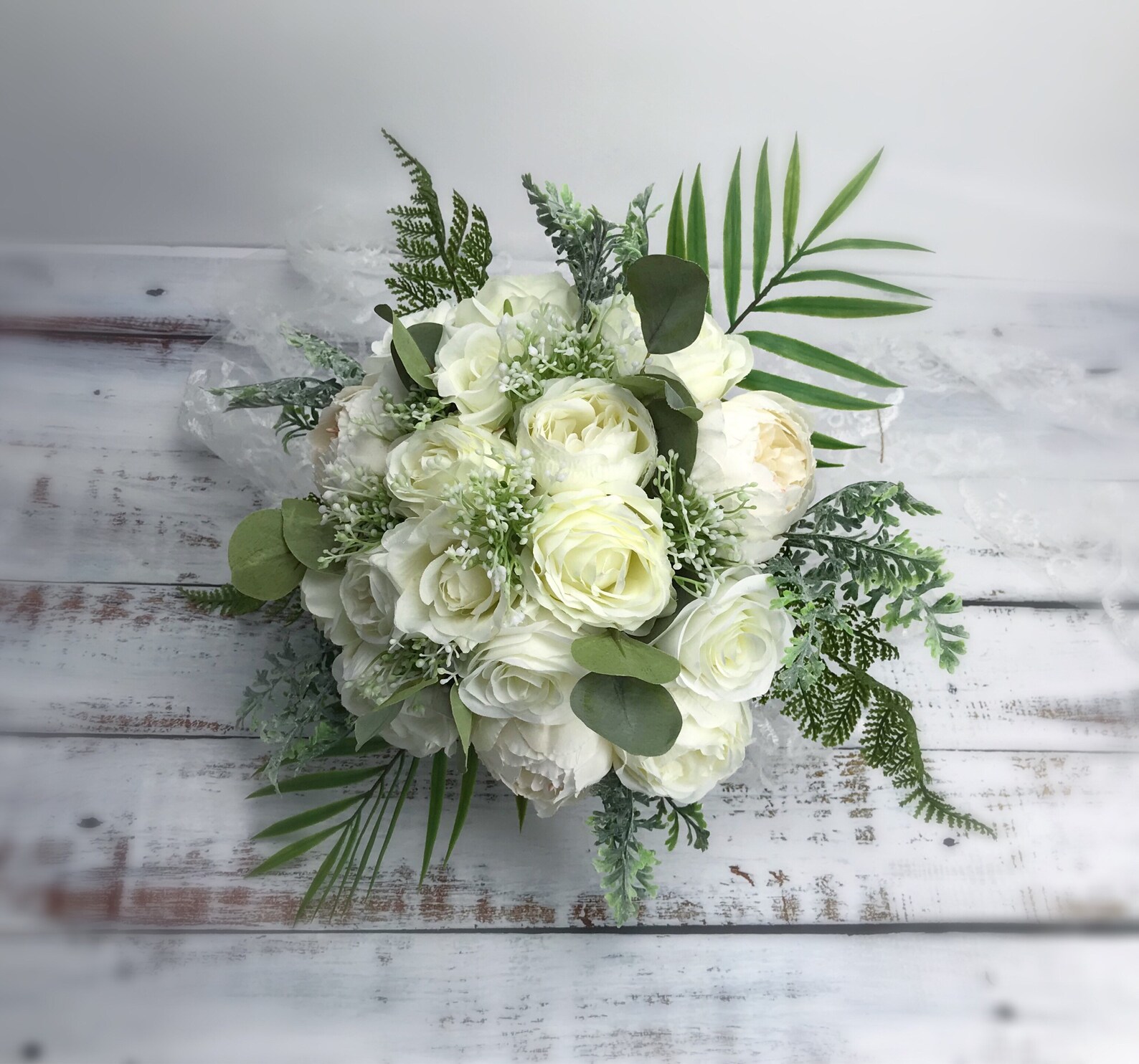 Wedding Bouquets white greenery bouquets garden wedding | Etsy