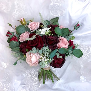 Wedding bouquet,burgundy,dusty rose,blush pink,bridal bridesmaids bouquet,boho bouquet,rose,peonies,eucalyptus
