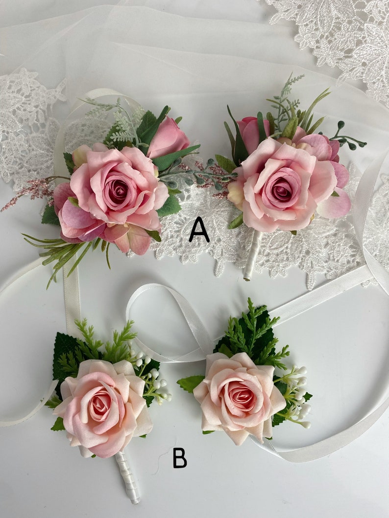 Wedding Bouquet, Dusty Rose, Blush Pink, White Cream, Rose Peonies Eucalyptus Bouquet, Boho Bouquets, Bridal Bridesmaids Bouquet image 6