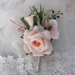 Blush pink wedding boutonnieres、Groom Groomsmen boutonnieres ,blush pink corsage