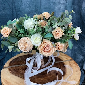 Beige bouquet,boho bouquet,champagne ,ivory ,beige,Tan,greenery ,rose,eucalyptus ,bridal bridesmaids bouquet