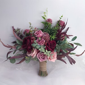 Wedding bouquet,dusty rose,mauve,burgundy,bridesmaids bouquet, boho bouquet,rose,peonies,eucalyptus,spring wedding,beach wedding