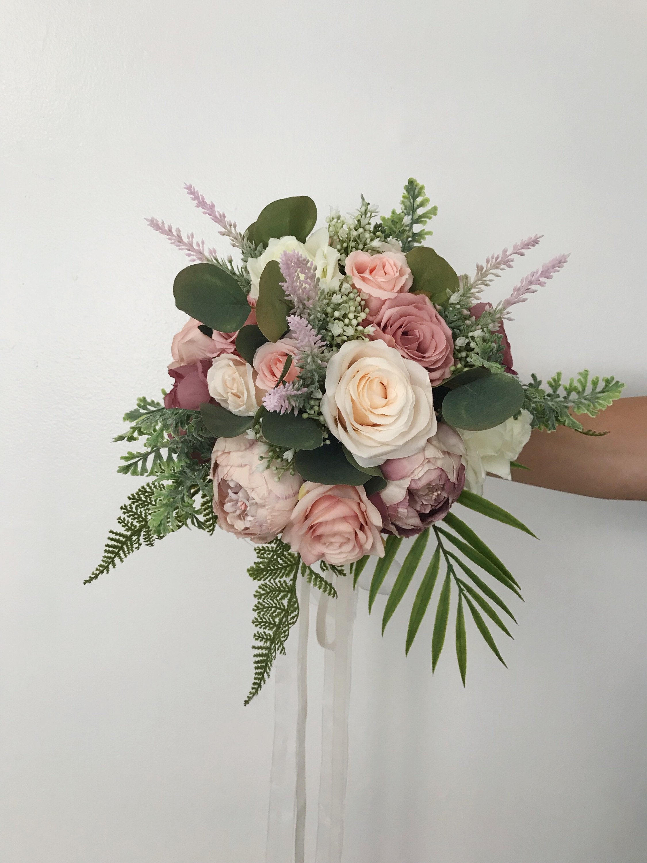 Mauve Dusty Rose Eucalyptus Bridal Wedding Bouquet Accessories – Bridal  Wedding Bouquets