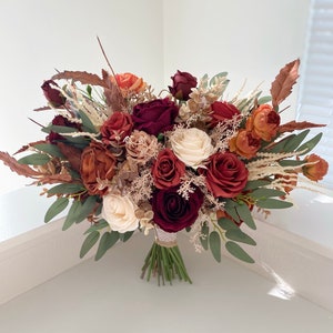 Burnt Orange, Ivory, Wedding Bouquet, Beige, Tan, Champagne, Bridal Bridesmaids Bouquet, Boho Bouquet, Spring Summer Fall Wedding