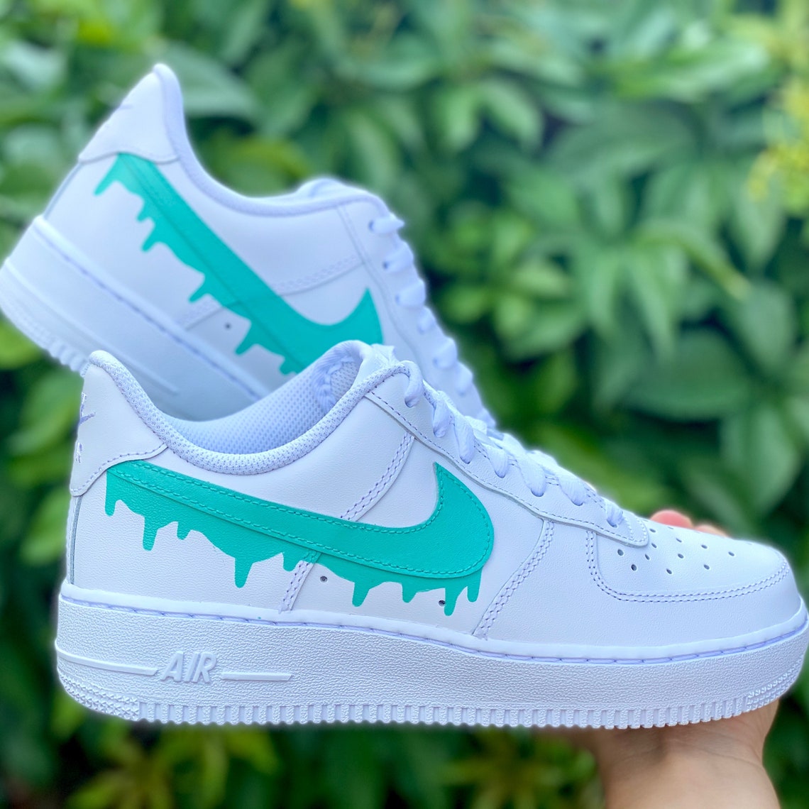 Custom Teal Nike Drip Air Force Ones Custom AF1 Custom | Etsy