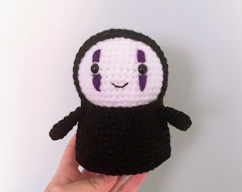 Kaonashi plush, No-face amigurumi, Spirited away, Ghibli, Handmade kawaii toys