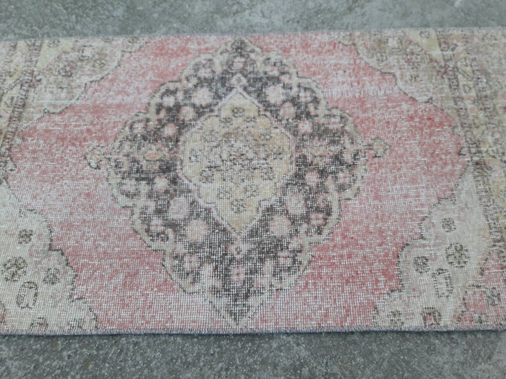 Small Rug, Powder Room Rug, Vintage Turkish Small Rug, Door Mat Rug