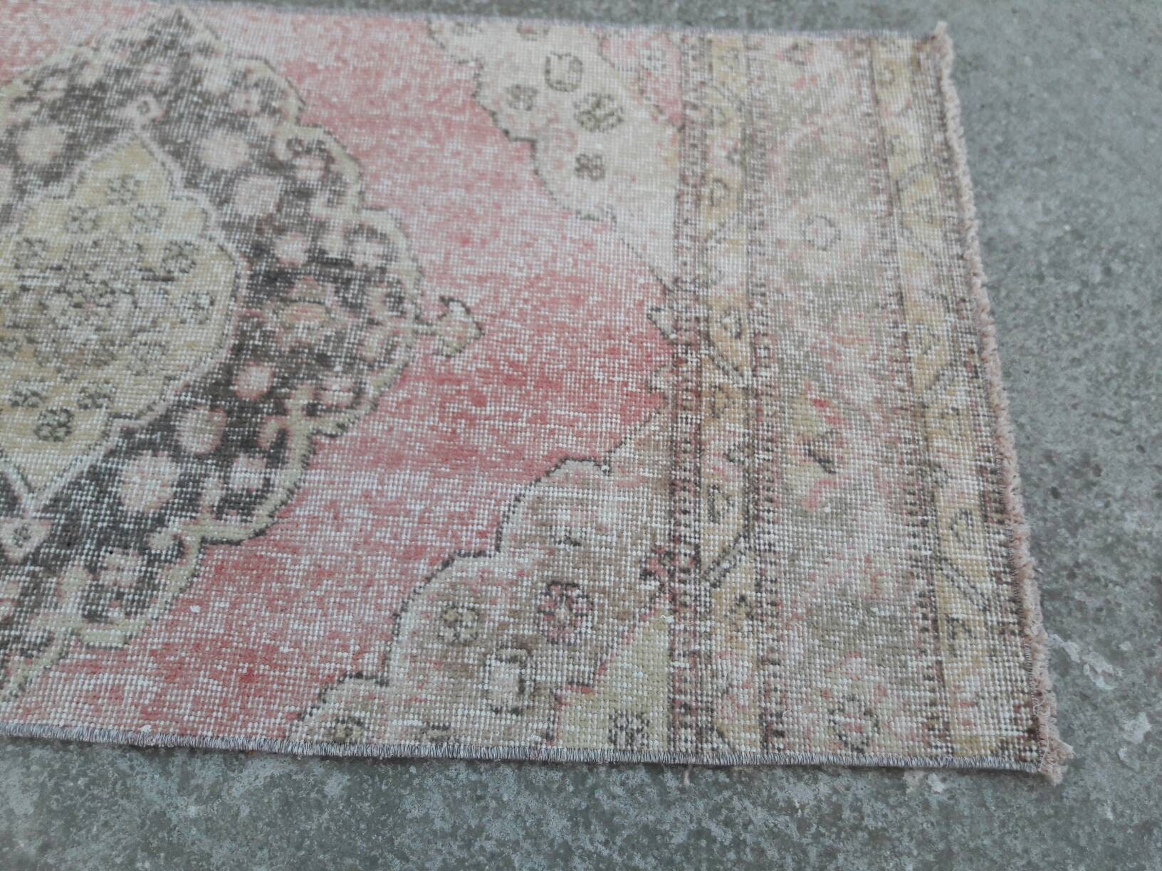 Small Rug, Powder Room Rug, Vintage Turkish Small Rug, Door Mat Rug