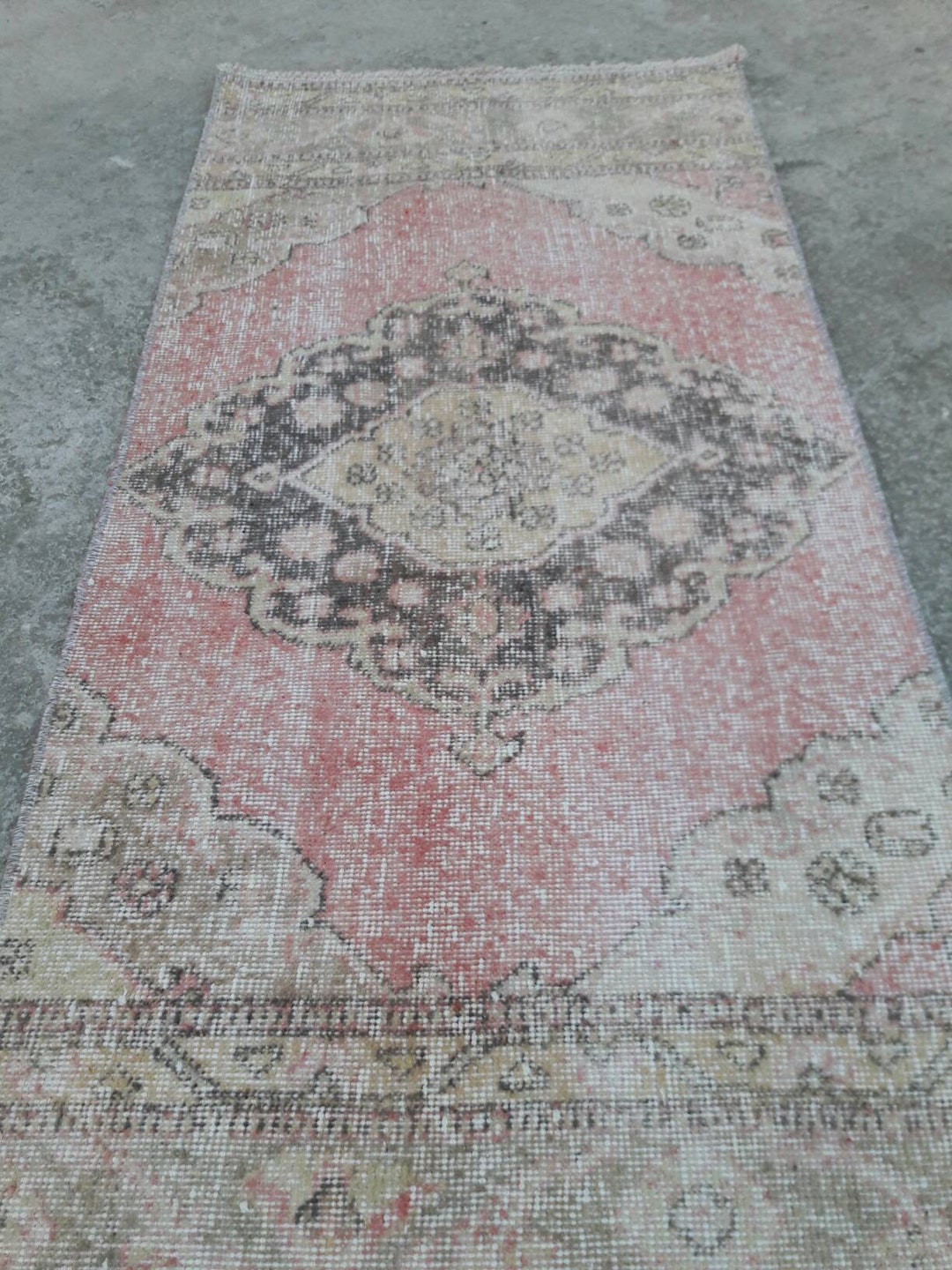 Small Rug, Powder Room Rug, Vintage Turkish Small Rug, Door Mat Rug