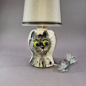 Cat Lamp  Art Lamp  Ceramic Kitty Lamp  Pottery Lamp  Handmade Cat Table Lamp  Kitty Lamp