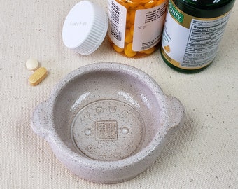 Your Meds Serving Dish  Ceramic Medication Dispenser  Pill bowl  Pill Box  Meds Dish