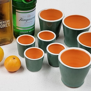 Ceramic Rock Glasses,  Ceramic Cocktail Set,  Rock Glasses & Shot Glass Set,  Whiskey Glasses,  Whiskey Shot Glasses  Handmade Cocktail Set