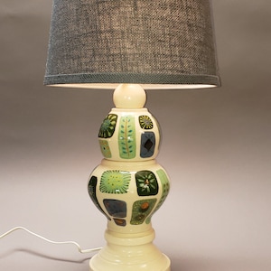 Handmade Pottery Lamp, Ceramic Bohemian Lamp, Ceramic Table Lamp,  Country Table Lamp,  Blue & White Bedside Lamp,  Ceramic Country Lamp
