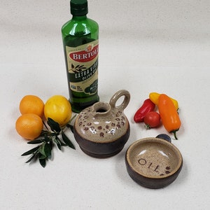 Olive Oil Dispenser & Dip Bowl Set,  Ceramic Olive Oil Bottle,  Olive Oil Dipping Set,  Oil Dispenser,  Olive Oil Serving Set, Olive Oil Set