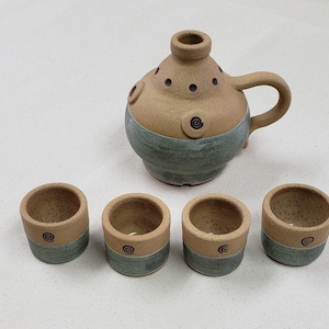 Ceramic Whiskey Jug,  Water Jug, Jug with 4 Glasses,  Whiskey Decanter Set,  Jug and Shot Glasses,  Cocktail Set,