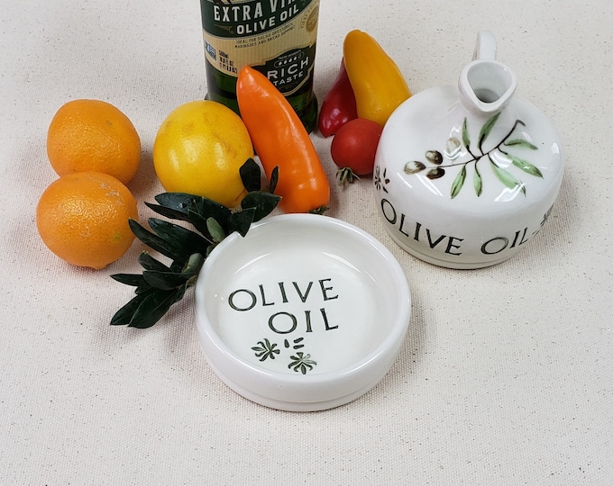 Handmade Ceramic Olive Oil Dispenser and Dip bowl,  Olive Oil Bottle,  Olive Oil Dipping Set,  Olive Oil Server,