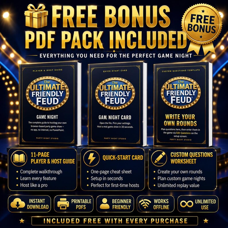 Printable Game Night Host Resources Included Free with Family Feud Inspired Party Game Digital Download