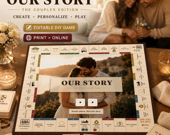 Gioco da tavolo per coppie in stile Monopoly modificabile, gioco romantico personalizzato fai da te, regalo stampabile per una serata di giochi, giochi personalizzati per un appuntamento, Custompoly.