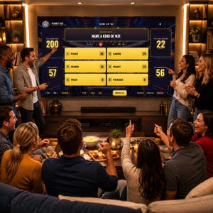 friendly feud game night family living room tv party game